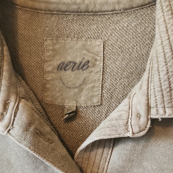 Like New - Aerie - Olive Green Quarter Button Down Sweatshirt - S - Picture 2 of 4